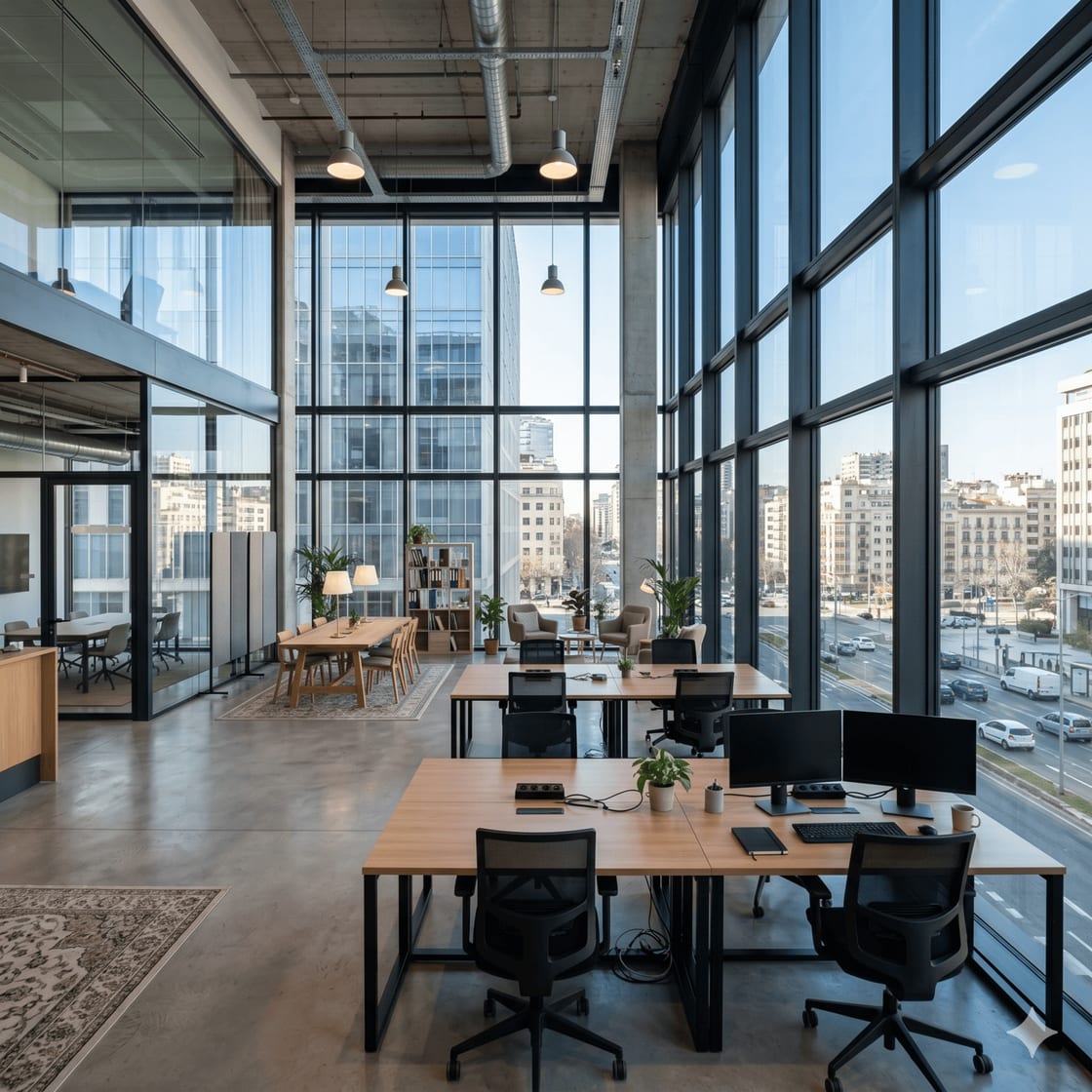 Oficina de la agencia Inteligencia Artificial Madrid, con vistas a la ciudad, donde implantamos soluciones de IA para empresas en Madrid